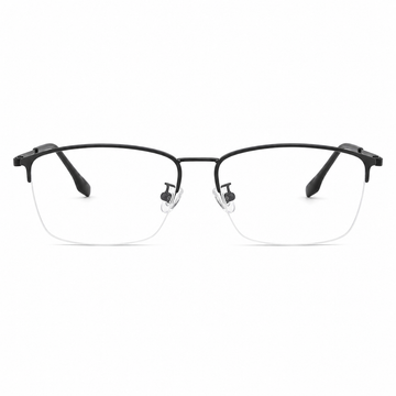 Black eyeglass frame, front product view
