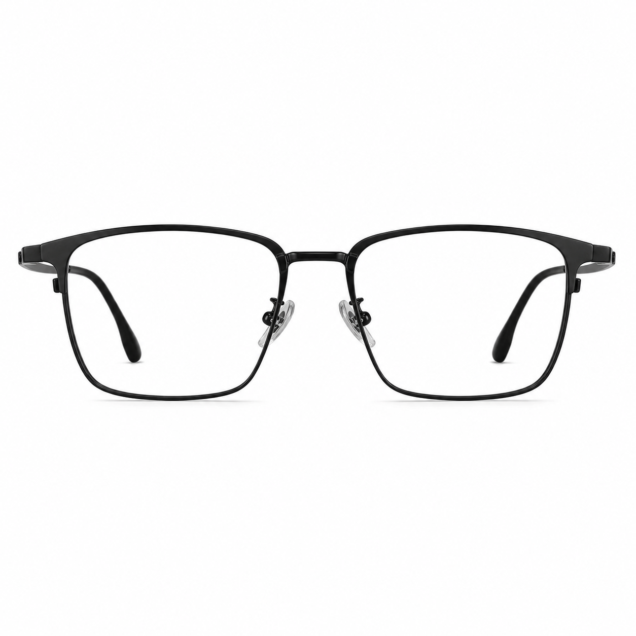 Black eyeglass frame, front product view