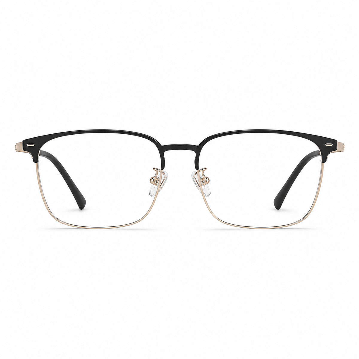 Black/Gold eyeglass frame, front product view