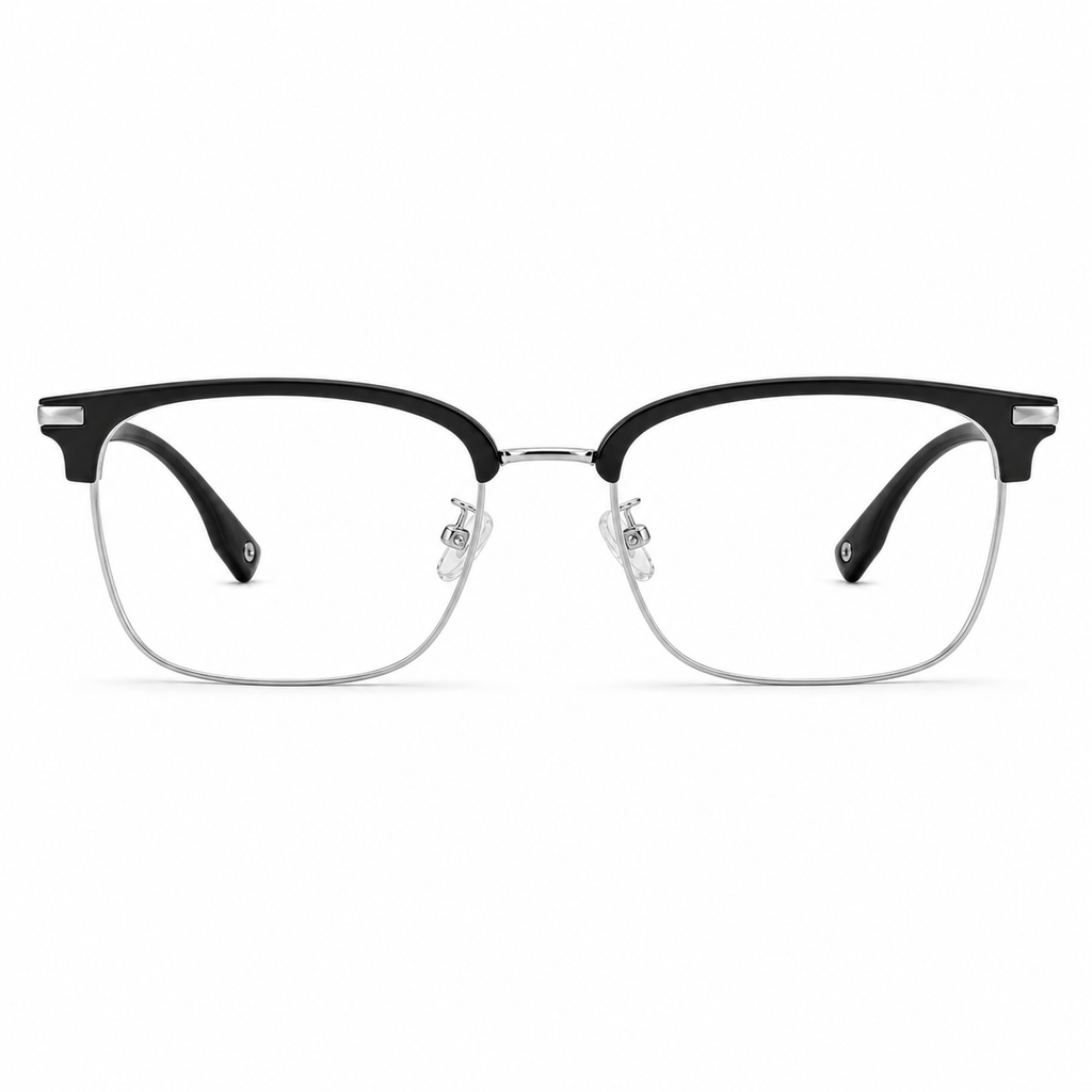 Black/Silver eyeglass frame, front product view