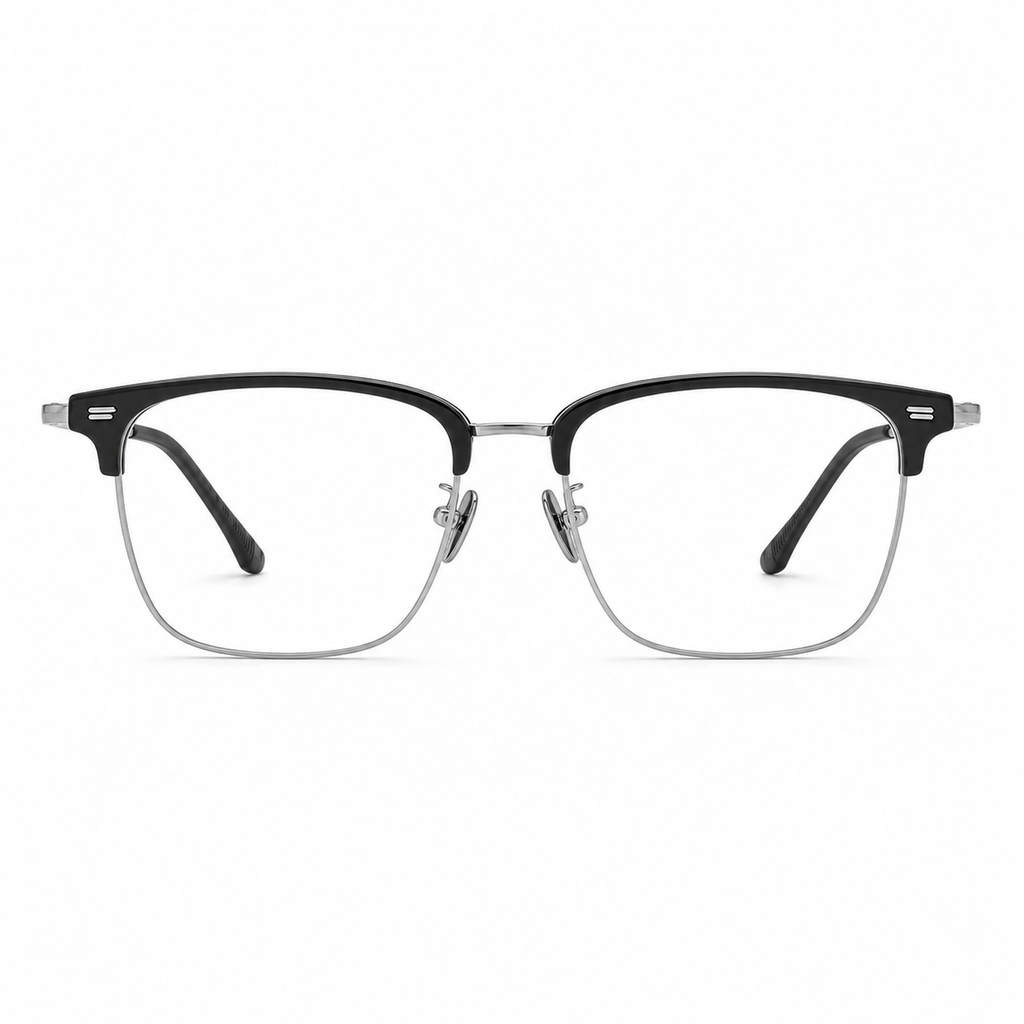Black/Silver eyeglass frame, front product view