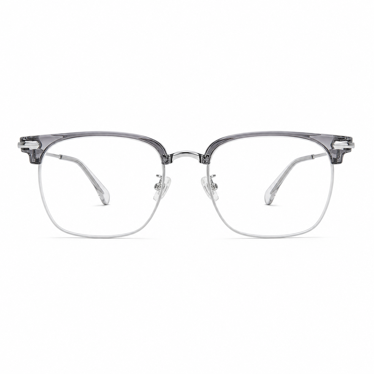 Crystal Grey/Silver eyeglass frame, front product view
