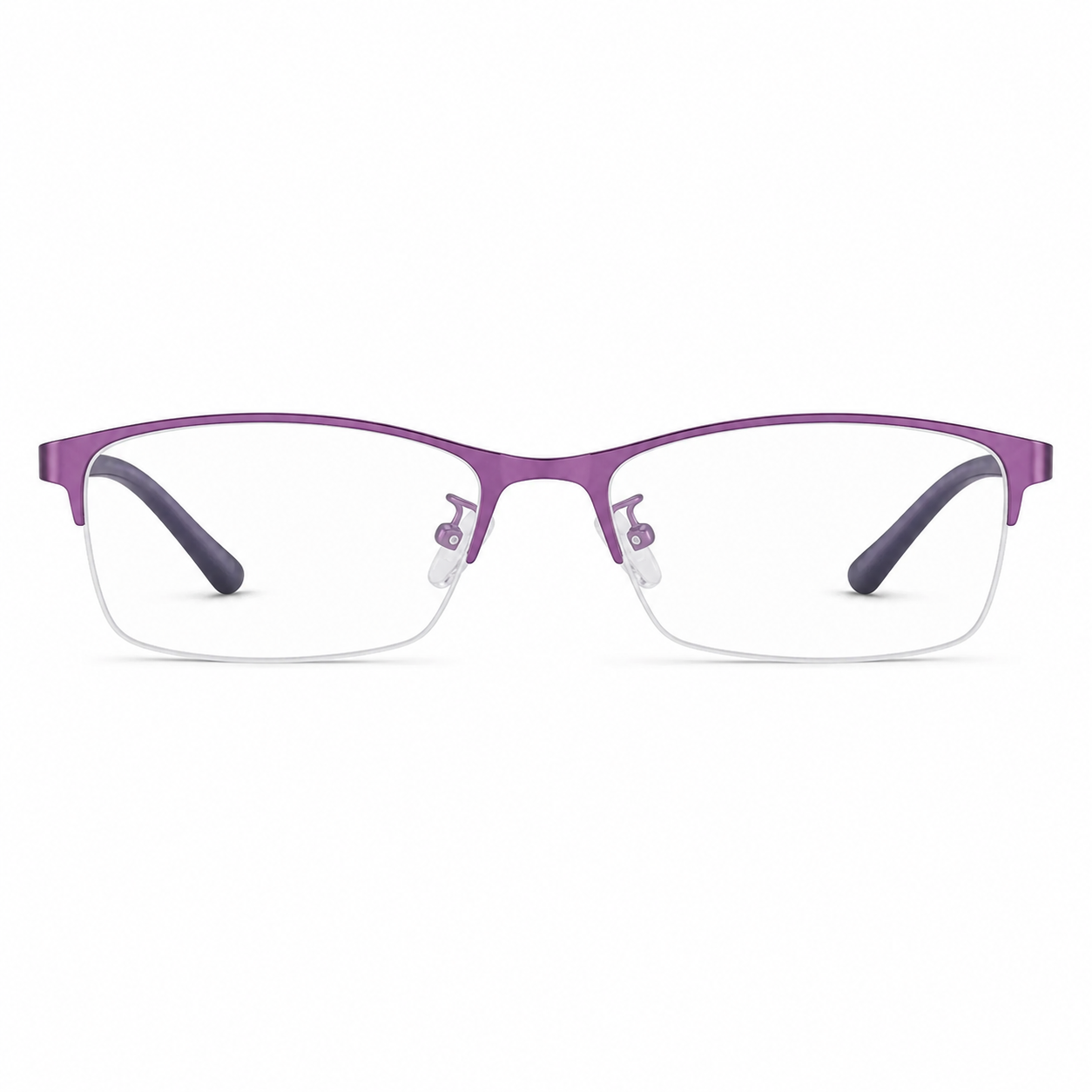 Purple eyeglass frame, front product view