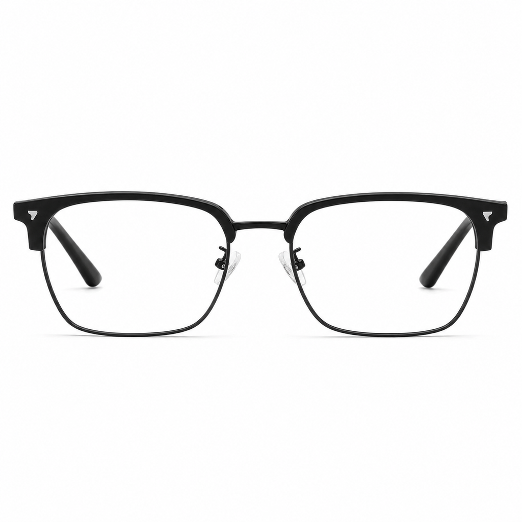 Black eyeglass frame, front product view
