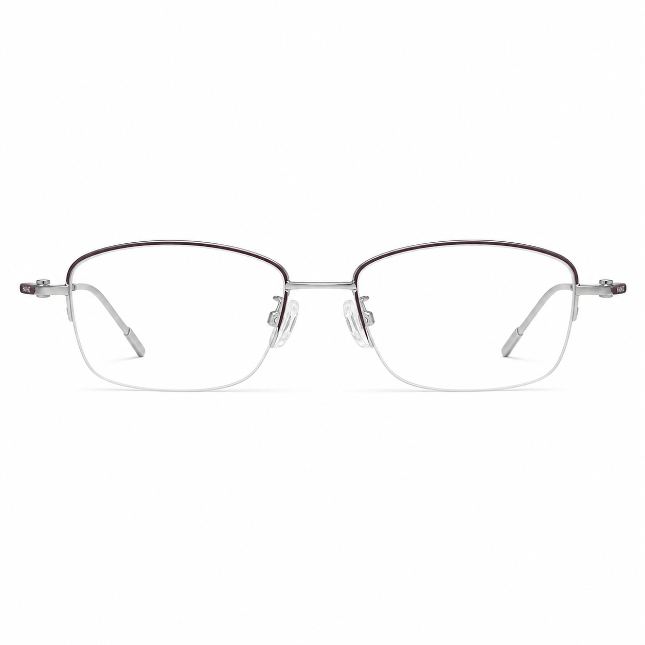 Red/Silver eyeglass frame, front product view
