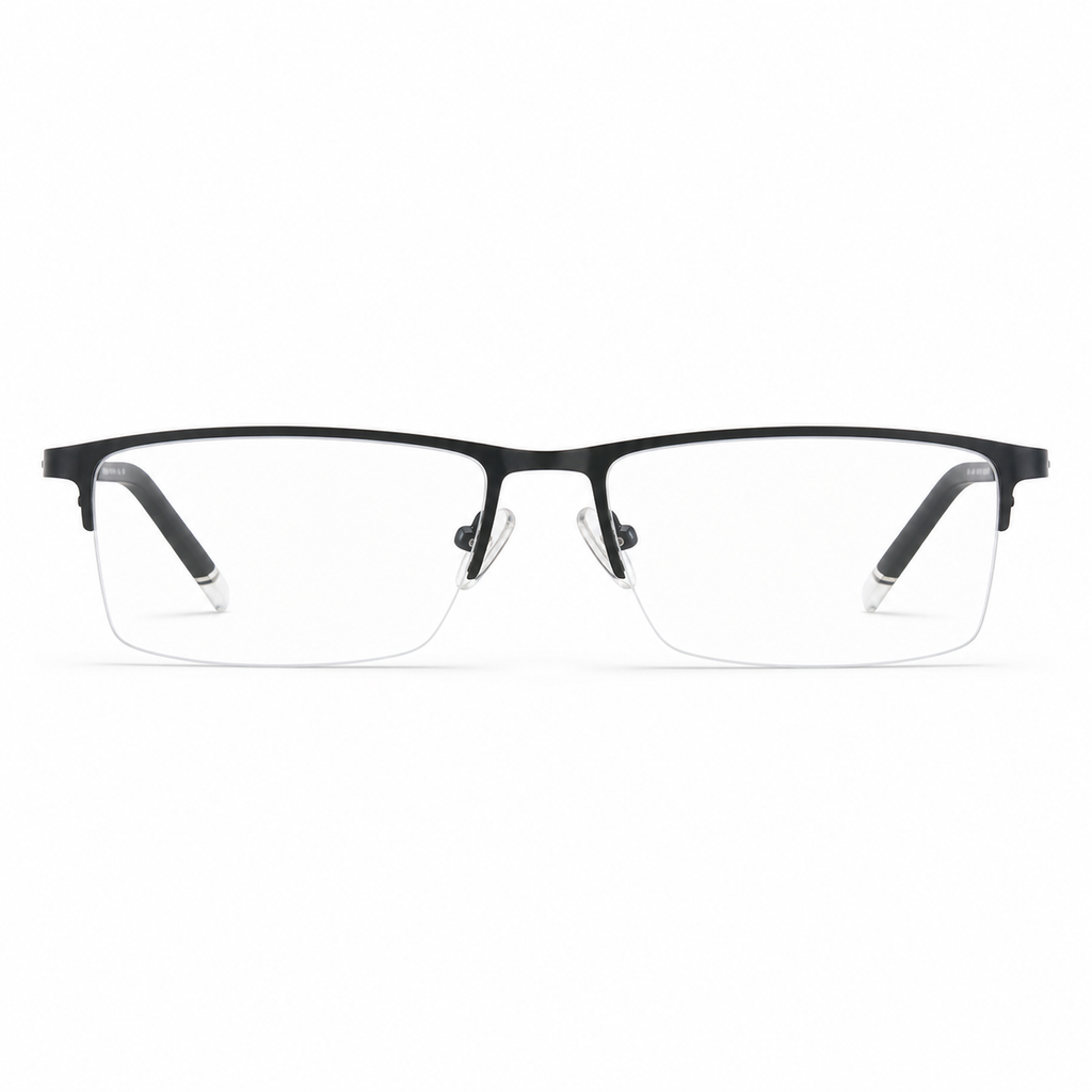 Black eyeglass frame, front product view