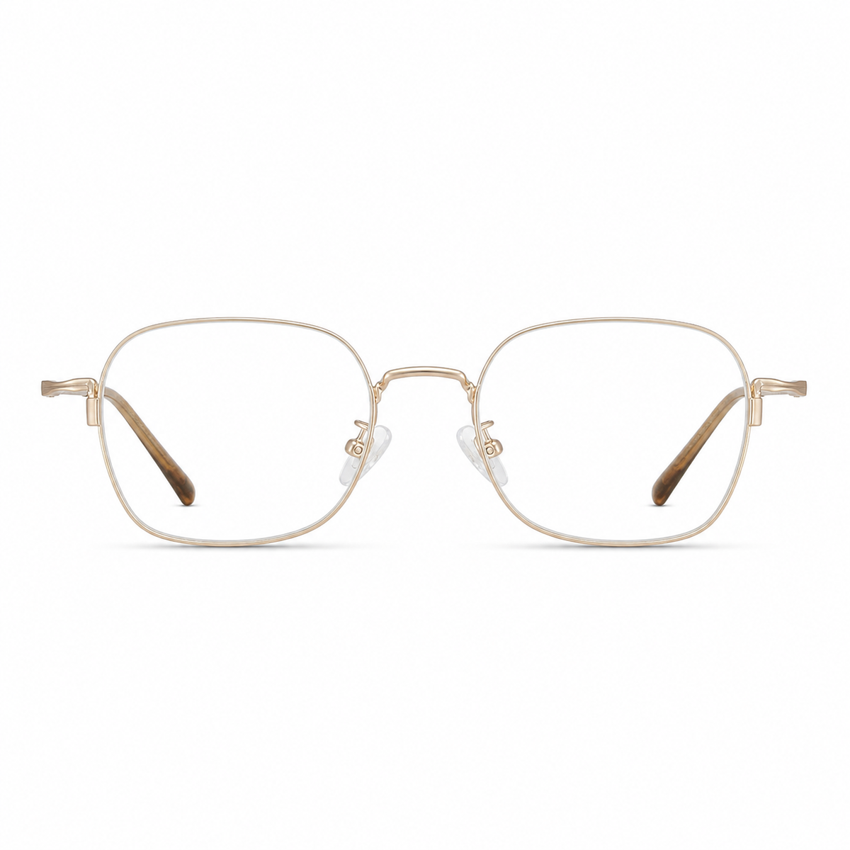 Gold eyeglass frame, front product view