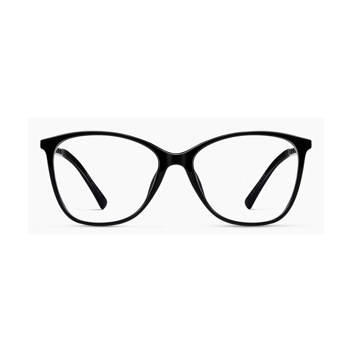 Glossy Black cat-eye full-rim eyeglass frame, front product view