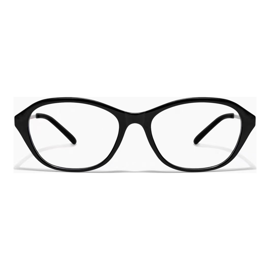 Glossy Black cat-eye full-rim eyeglass frame, front product view