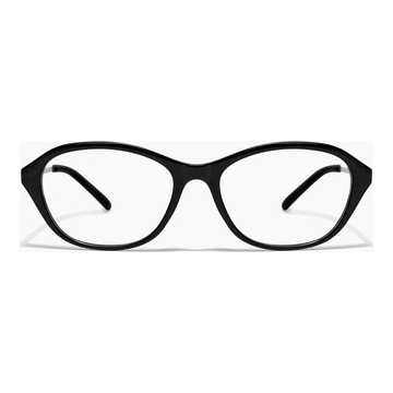 Glossy Black cat-eye full-rim eyeglass frame, front product view