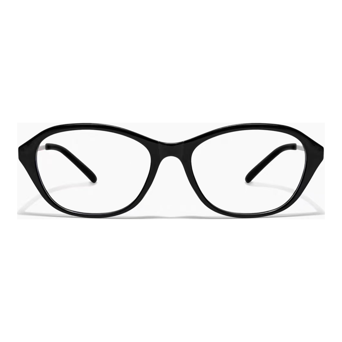 Glossy Black cat-eye full-rim eyeglass frame, front product view