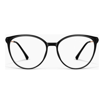 Glossy Black oversized cat-eye full-rim eyeglass frame, front product view