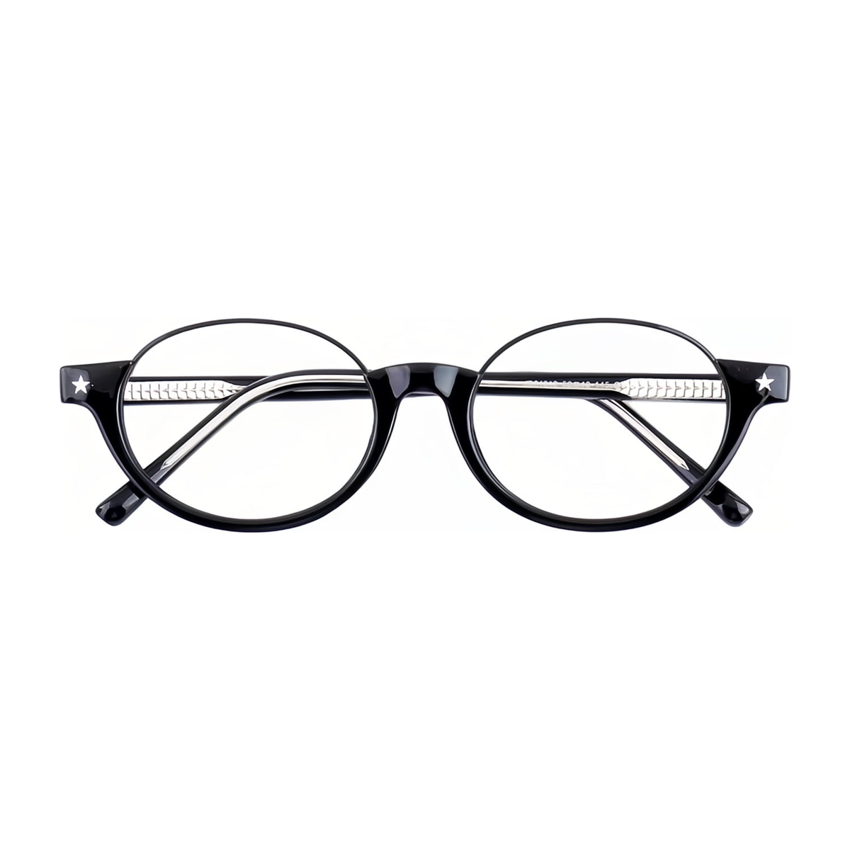 Glossy Black TR and metal semi-rimless eyeglass frame, front product view