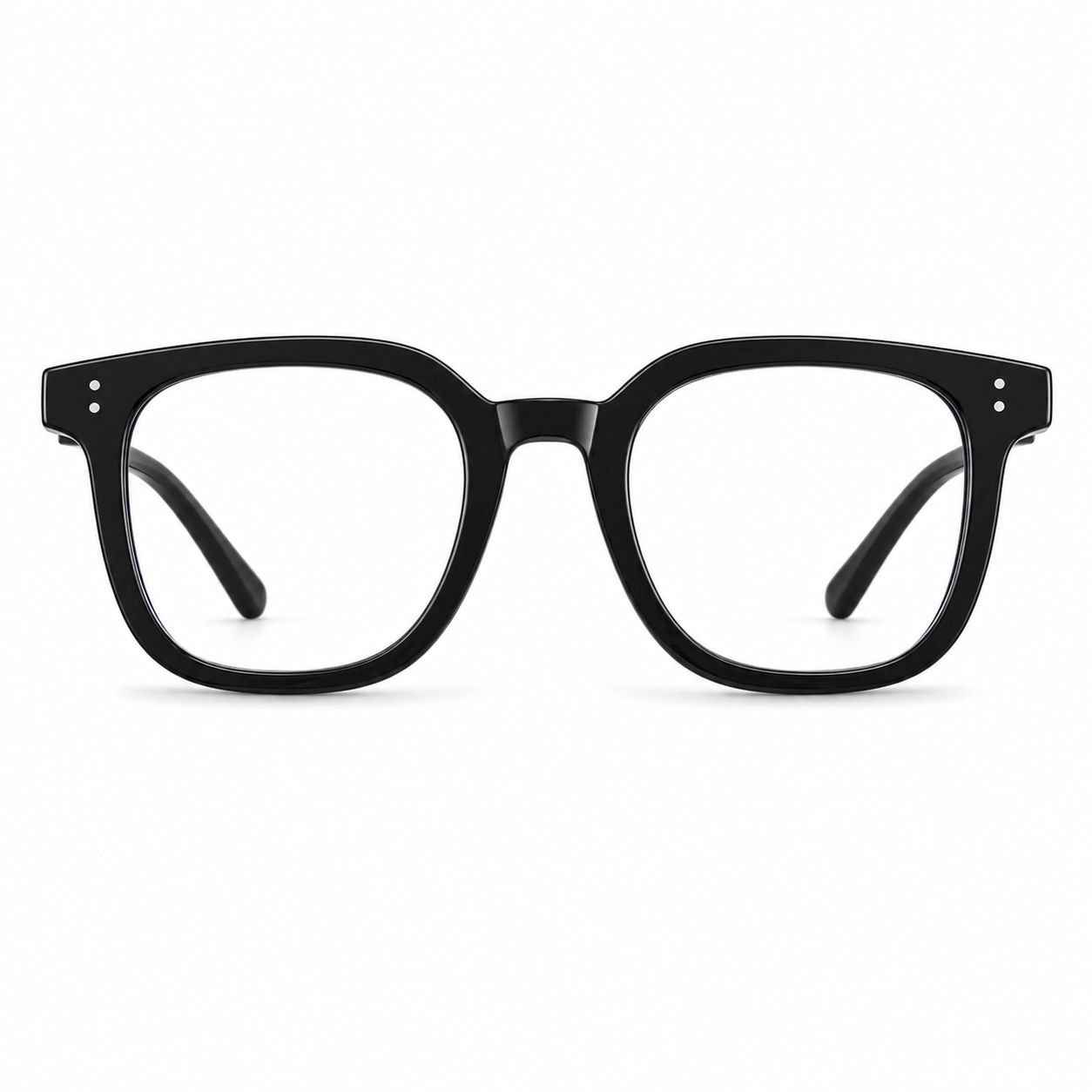 Glossy Black TR90 intellectual oversized rounded-square full-rim glasses, front product view