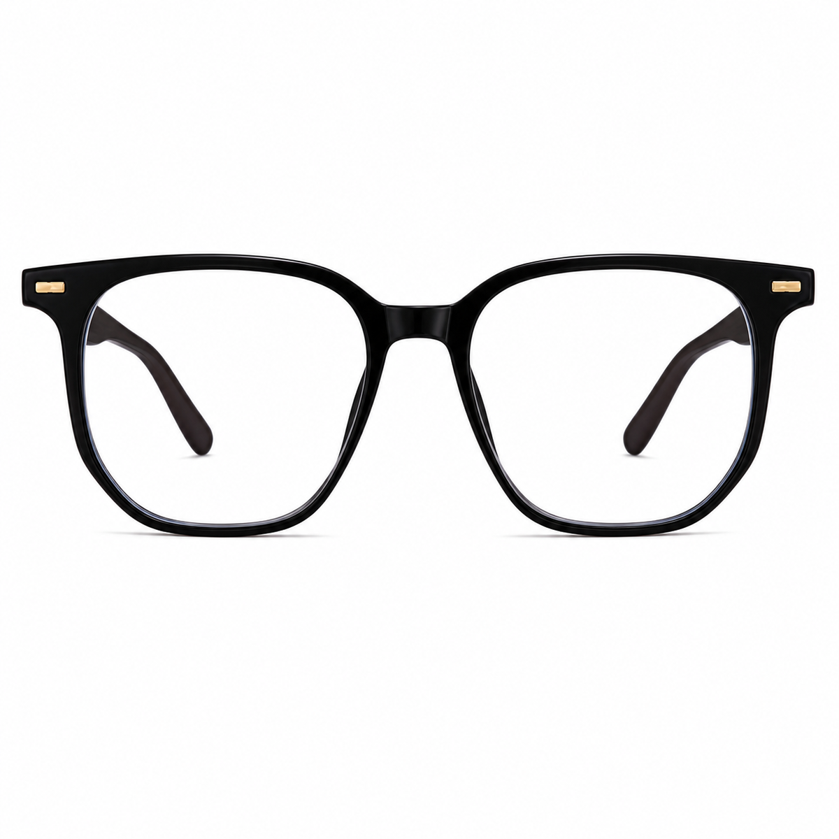Glossy Black TR90 oversized softly squared full-rim glasses, front product view