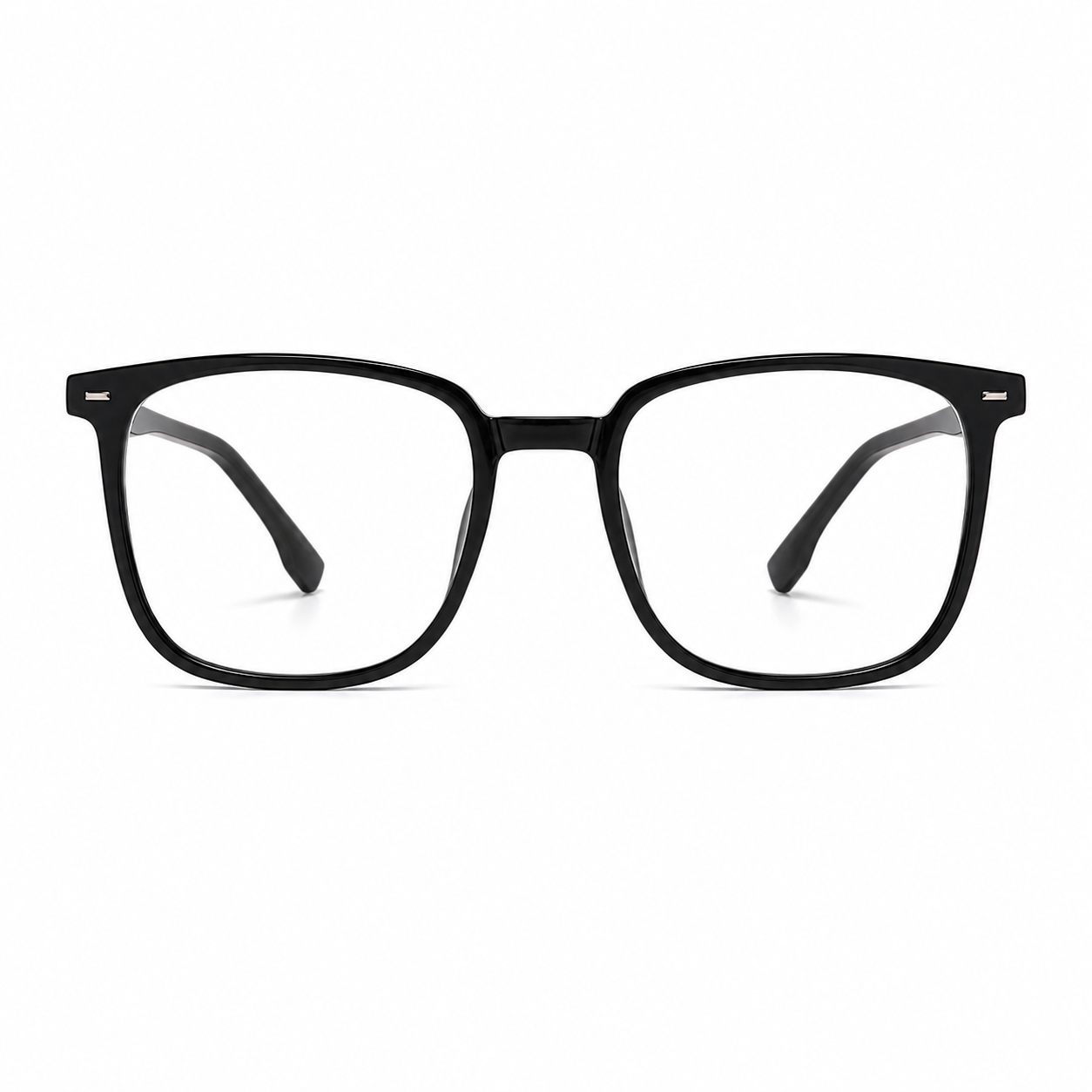 Glossy Black TR90 ultra-light softly squared full-rim glasses, front product view