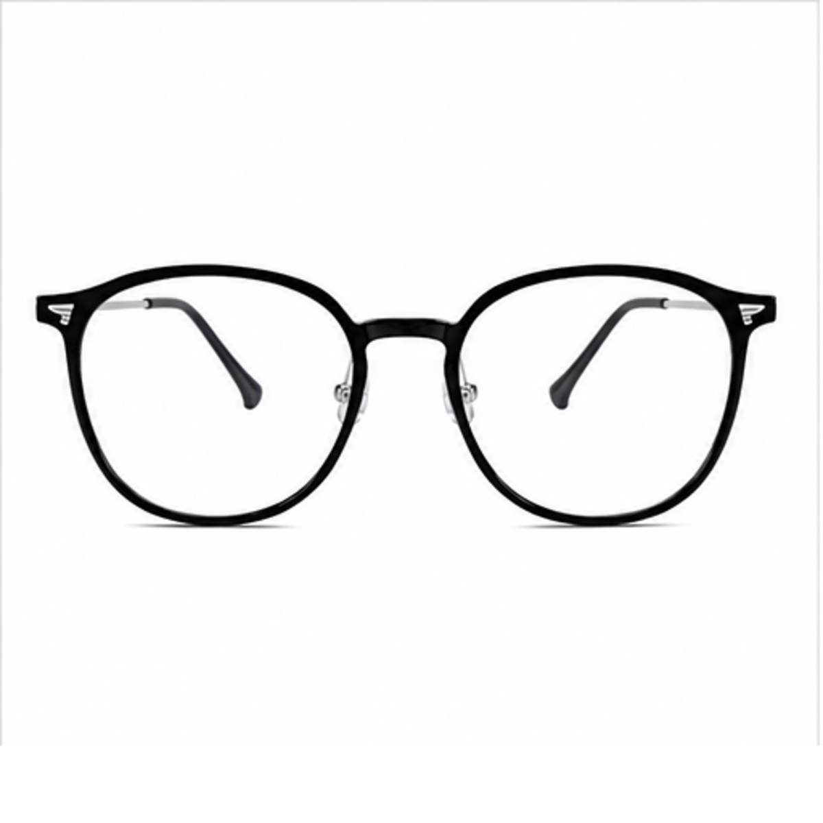 Glossy Black women's TR90 and alloy soft-square full-rim glasses, front product view