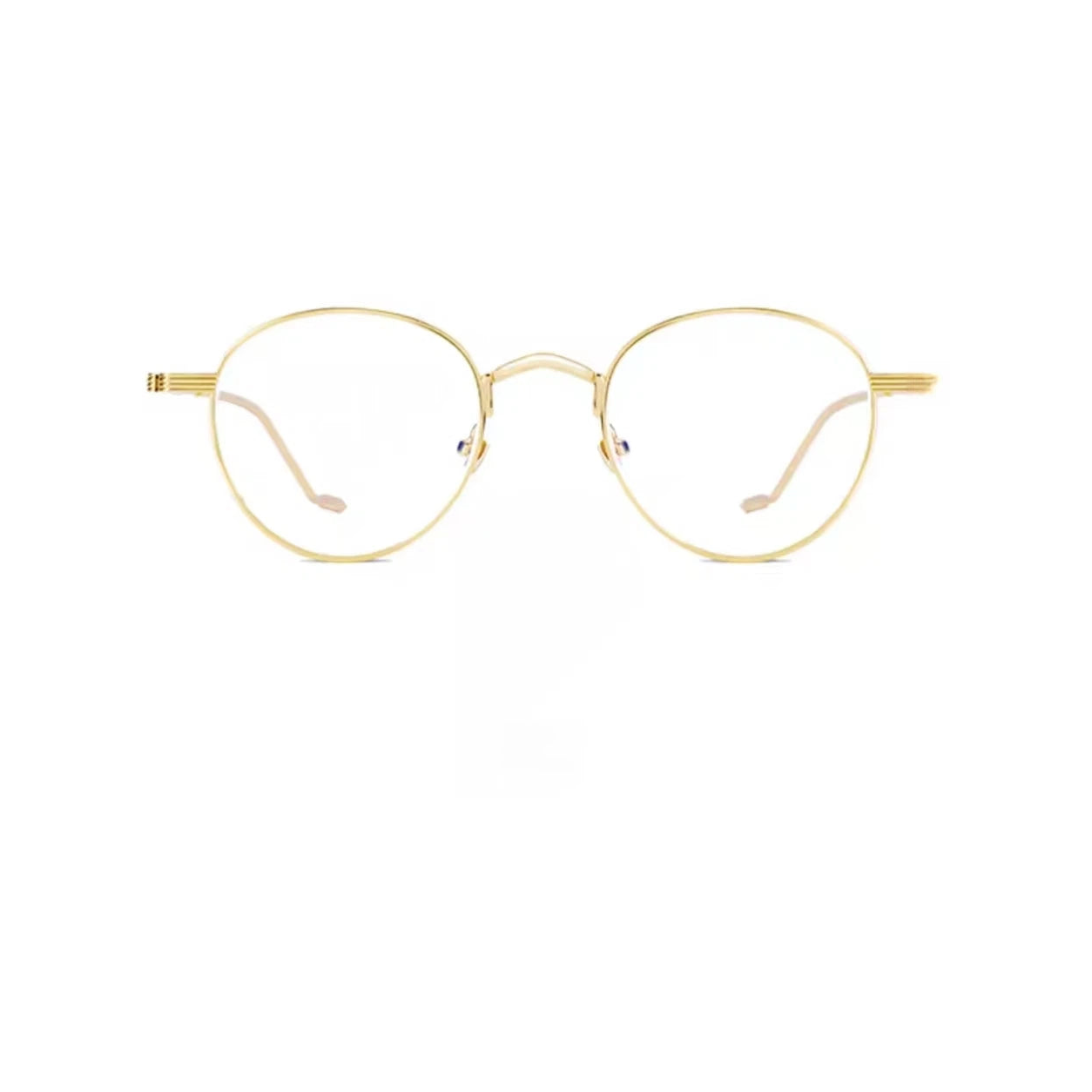 Gold retro alloy round 47 mm full-rim frame, front product view