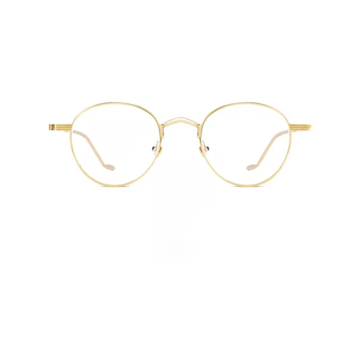 Gold retro alloy round full-rim frame, front product view