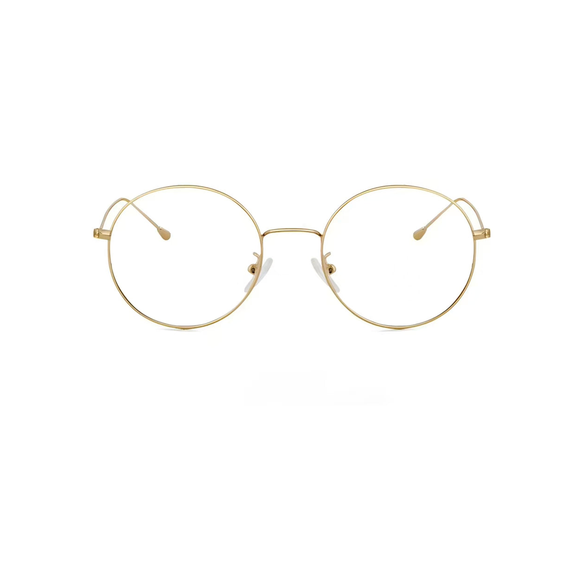 Gold retro slim alloy round full-rim frame, front product view