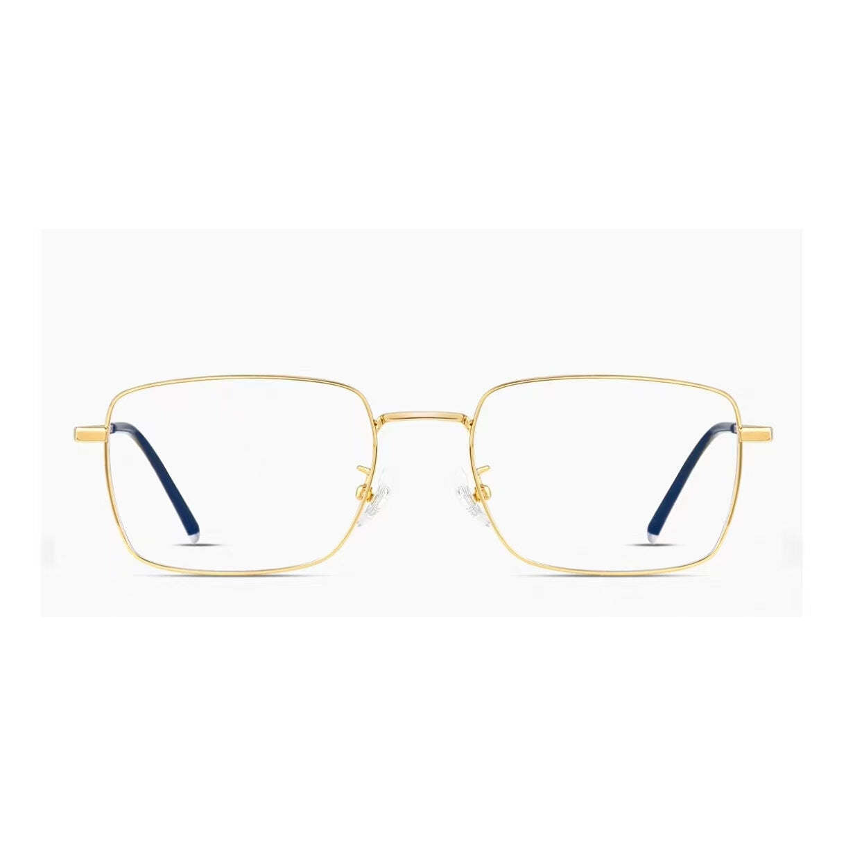 Gold pure titanium square full-rim glasses, front product view