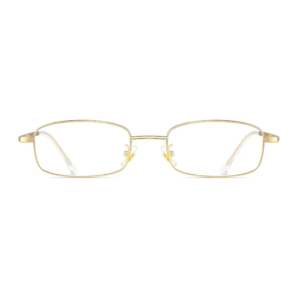 Gold ultra-light alloy rectangular full-rim frame, front product view