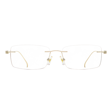Gold titanium rimless glasses, front product view