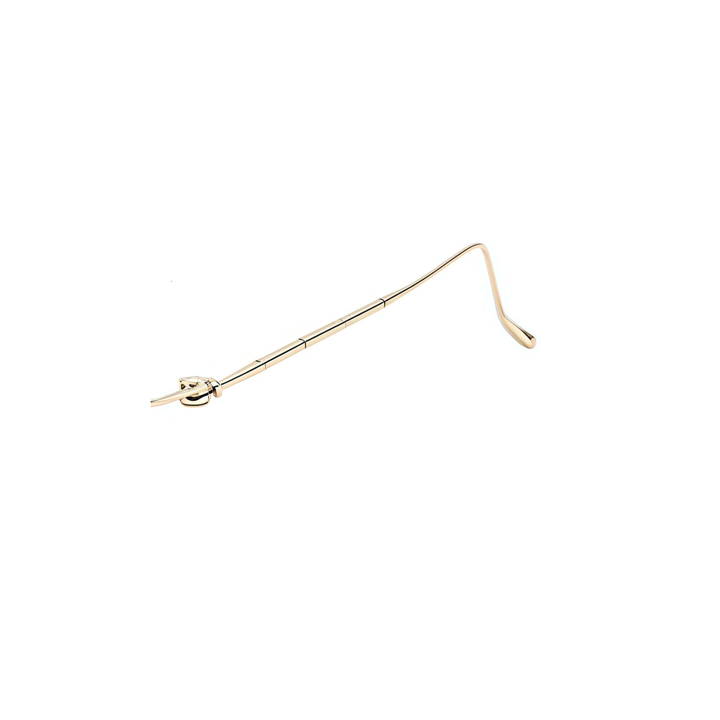 Gold titanium rimless glasses, side and temple product view