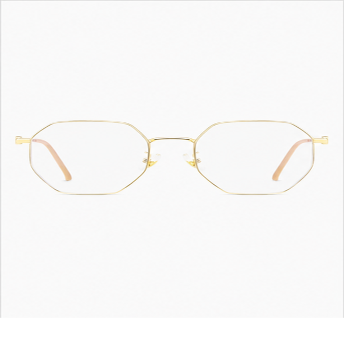 Gold unisex thin alloy geometric full-rim glasses, front product view