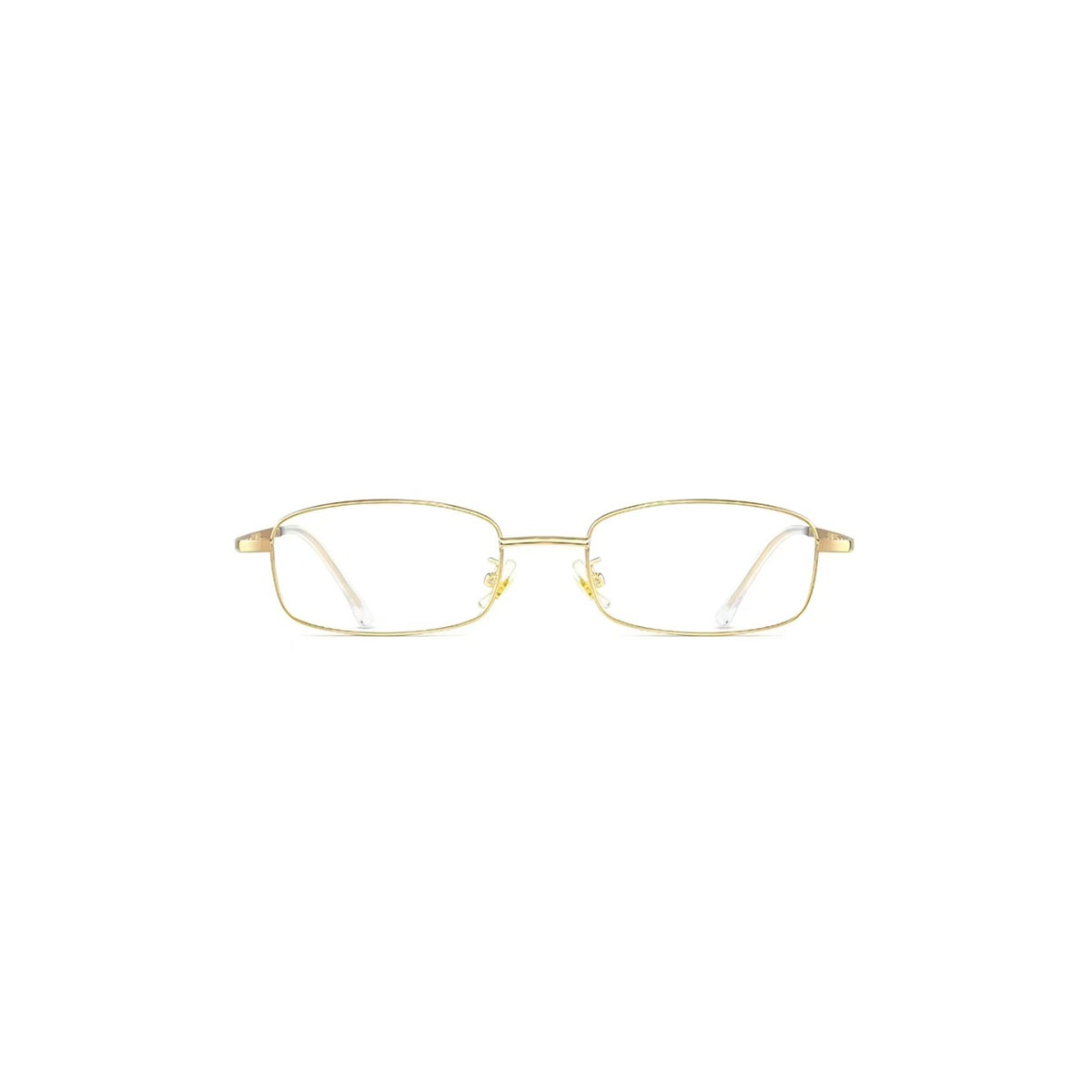 Gold retro small-fit square full-rim glasses, front product view