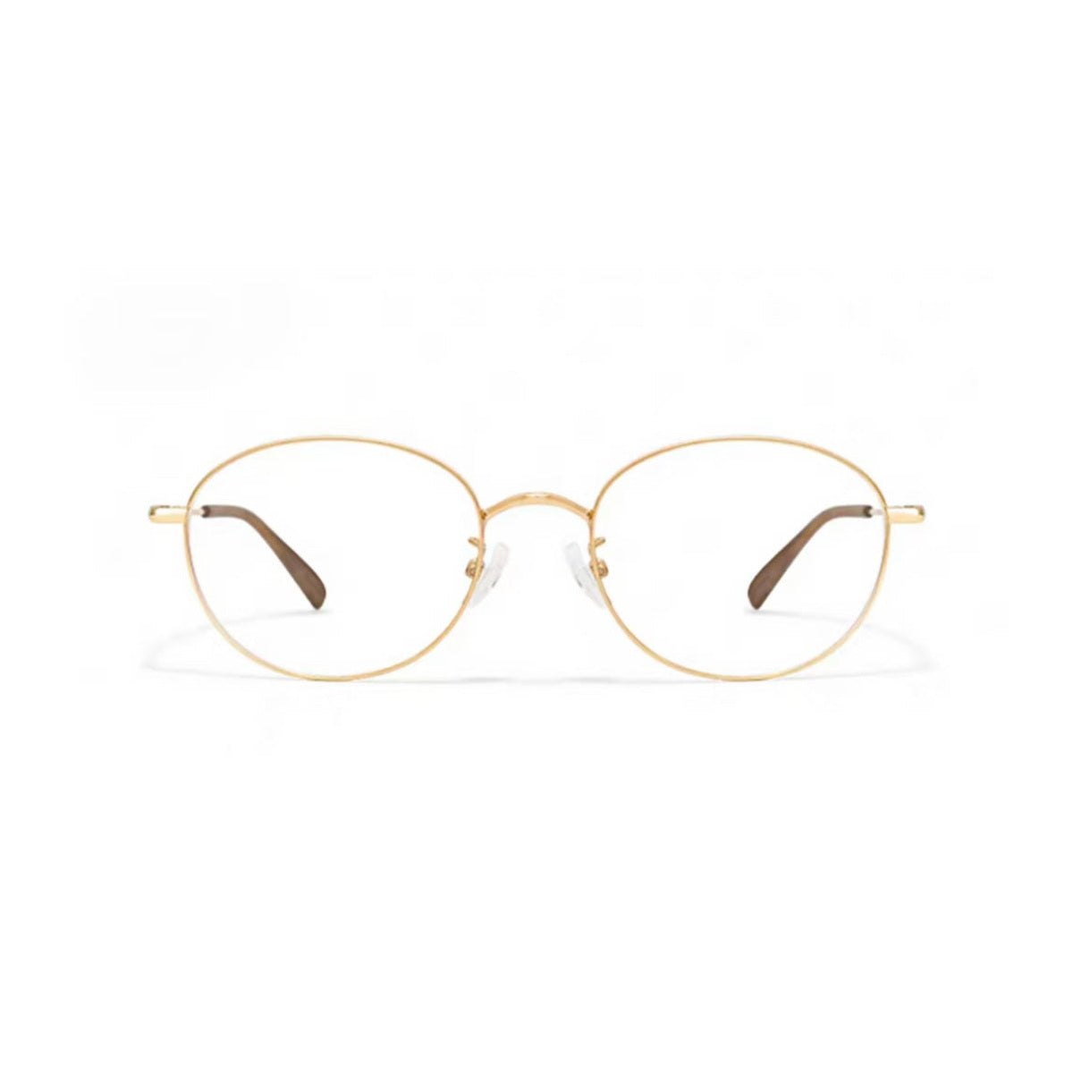 Gold thin-wire oval full-rim glasses, front product view