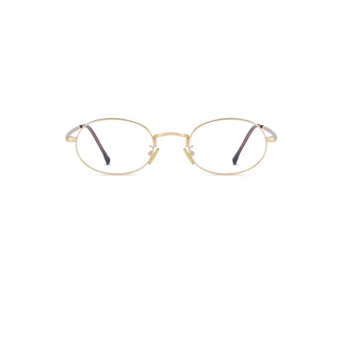 Gold retro small-fit oval full-rim glasses, front product view