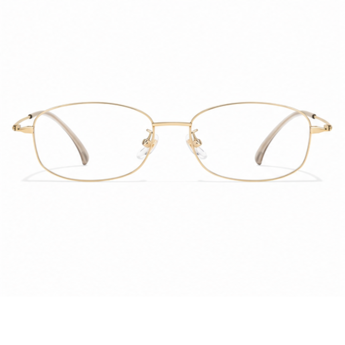 Gold women's small-fit ultra-light alloy and titanium square full-rim glasses, front product view