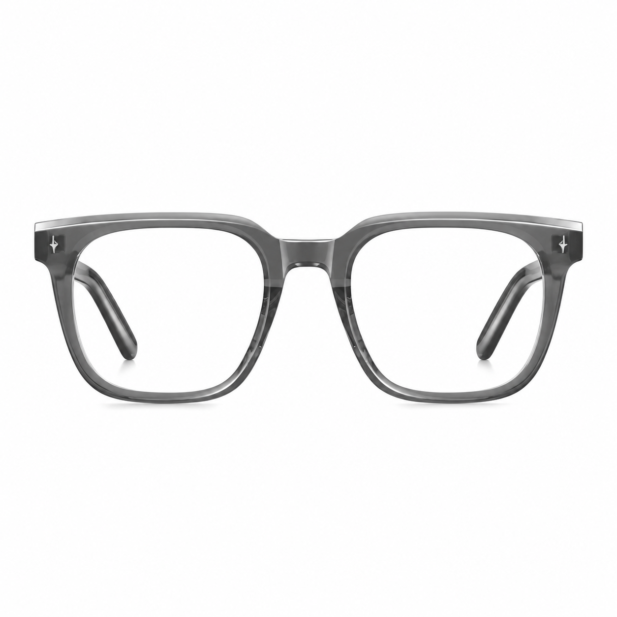 Gray acetate retro soft-square full-rim glasses, front product view