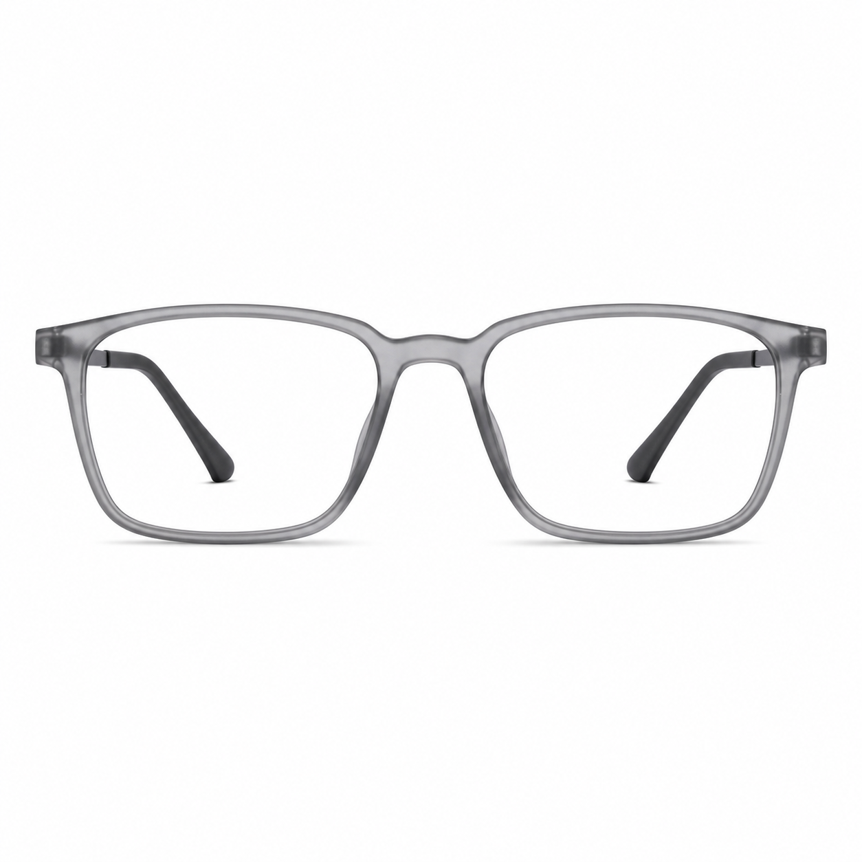 Gray ultra-light pure titanium full-rim glasses, front product view