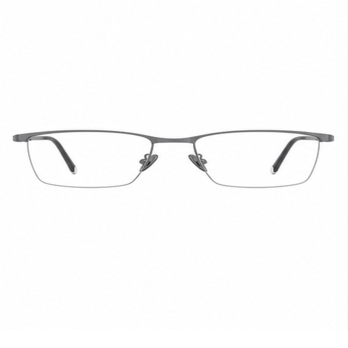 Gunmetal men's professional alloy semi-rimless glasses, front product view