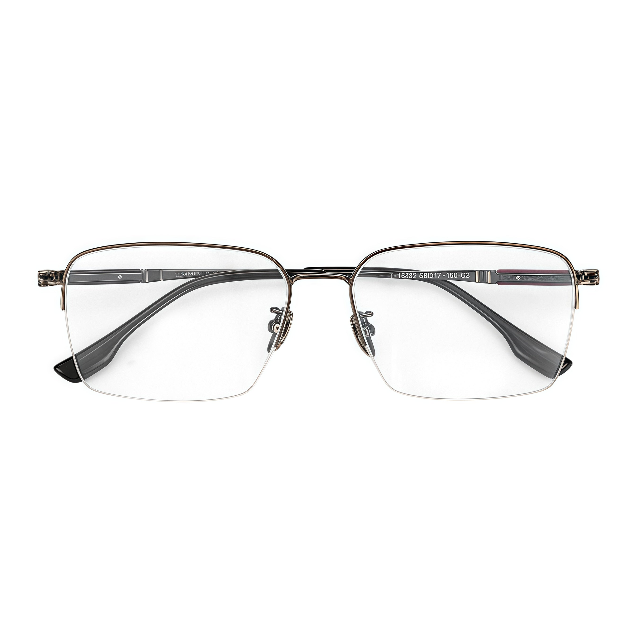 Gunmetal pure titanium semi-rimless glasses, front product view