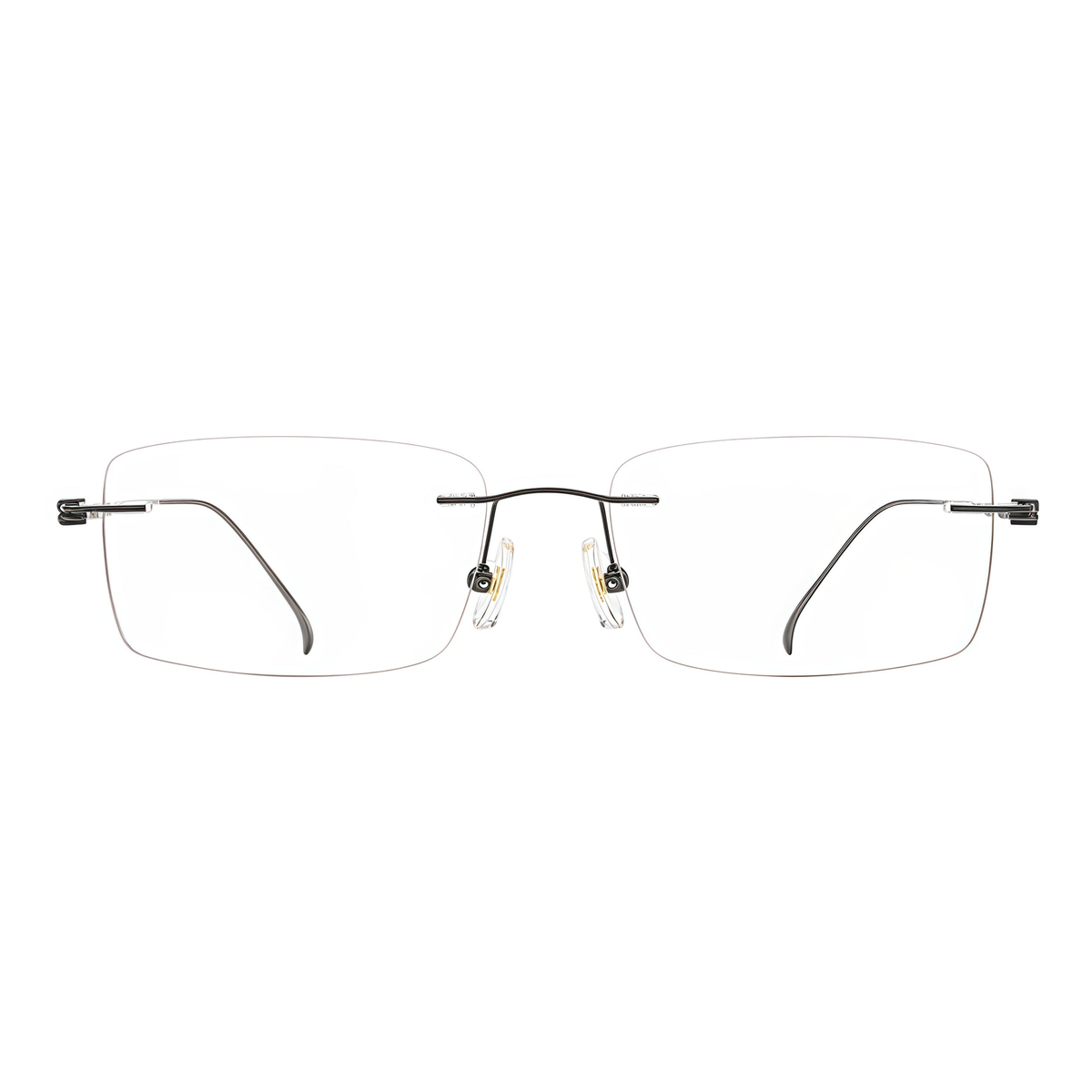 Gunmetal titanium rimless glasses, front product view