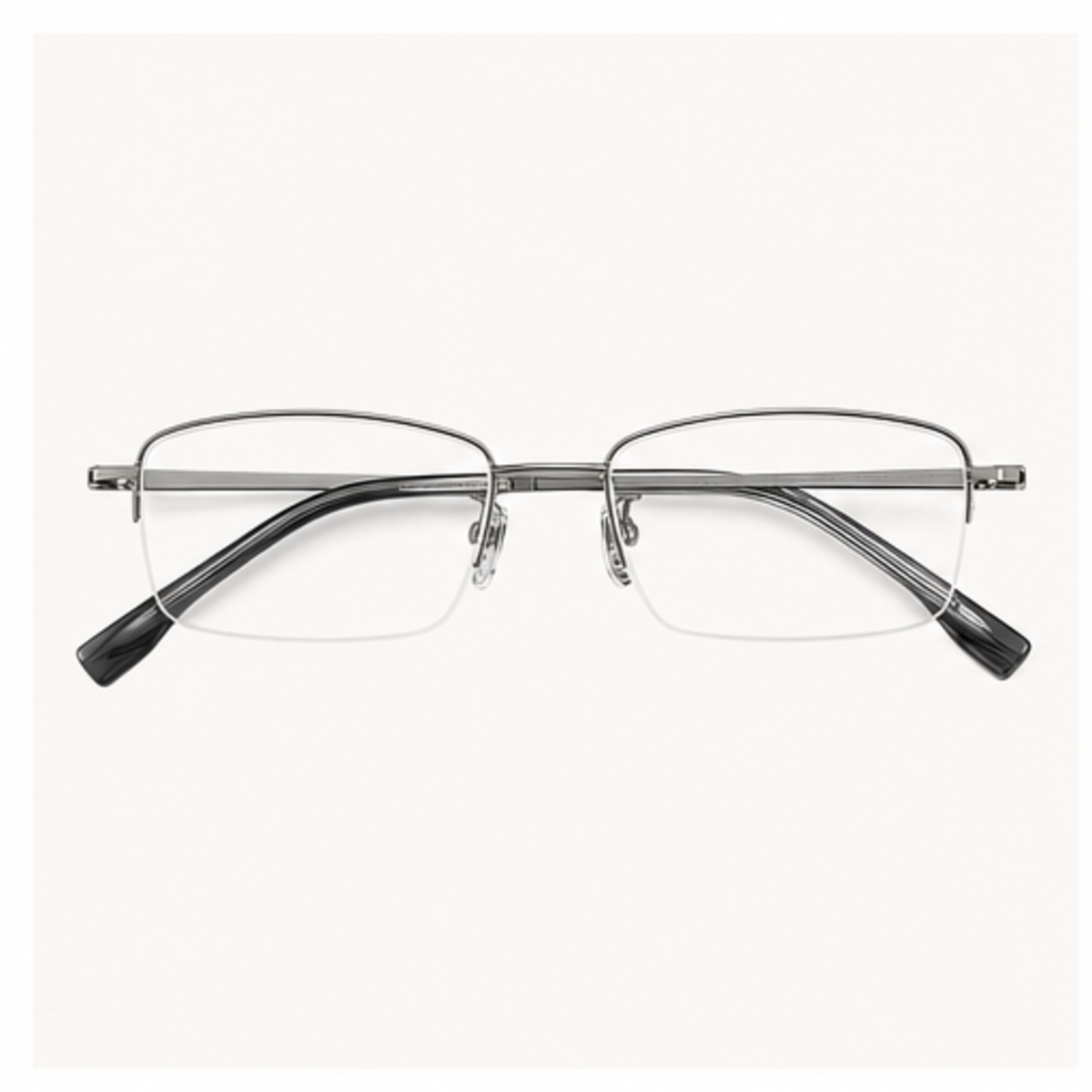 Gunmetal unisex professional pure titanium semi-rimless glasses, front product view