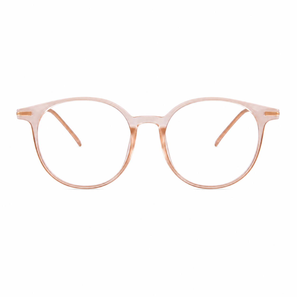 Latte Beige unisex TR90 round full-rim glasses, front product view
