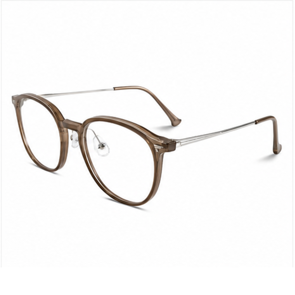 Latte Brown women's TR90 and alloy soft-square full-rim glasses, 45-degree product view