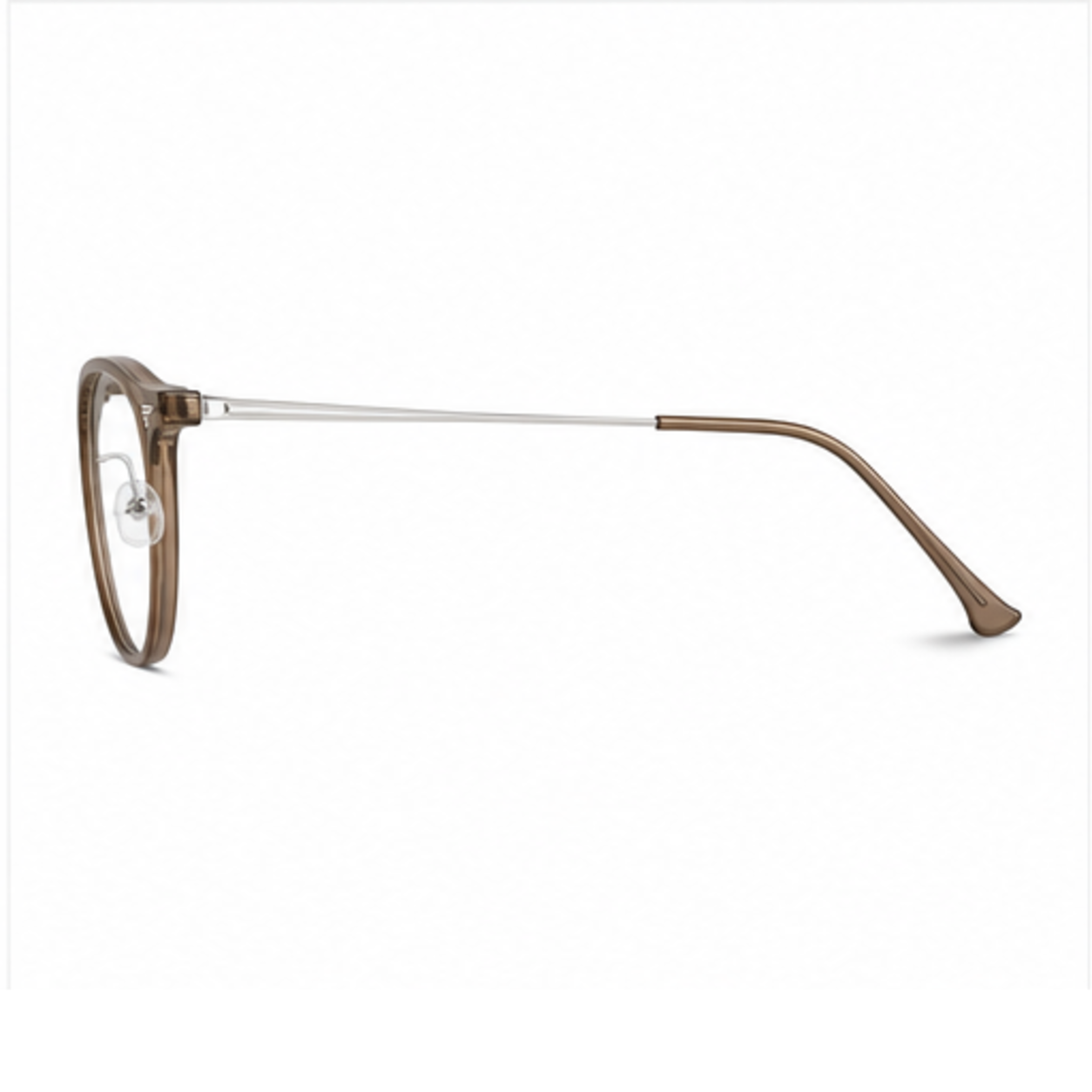Latte Brown women's TR90 and alloy soft-square full-rim glasses, side-profile product view