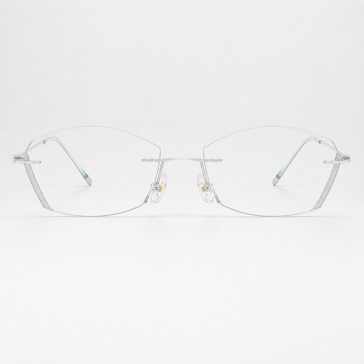 Default titanium rimless geometric eyeglasses, straight-on product view