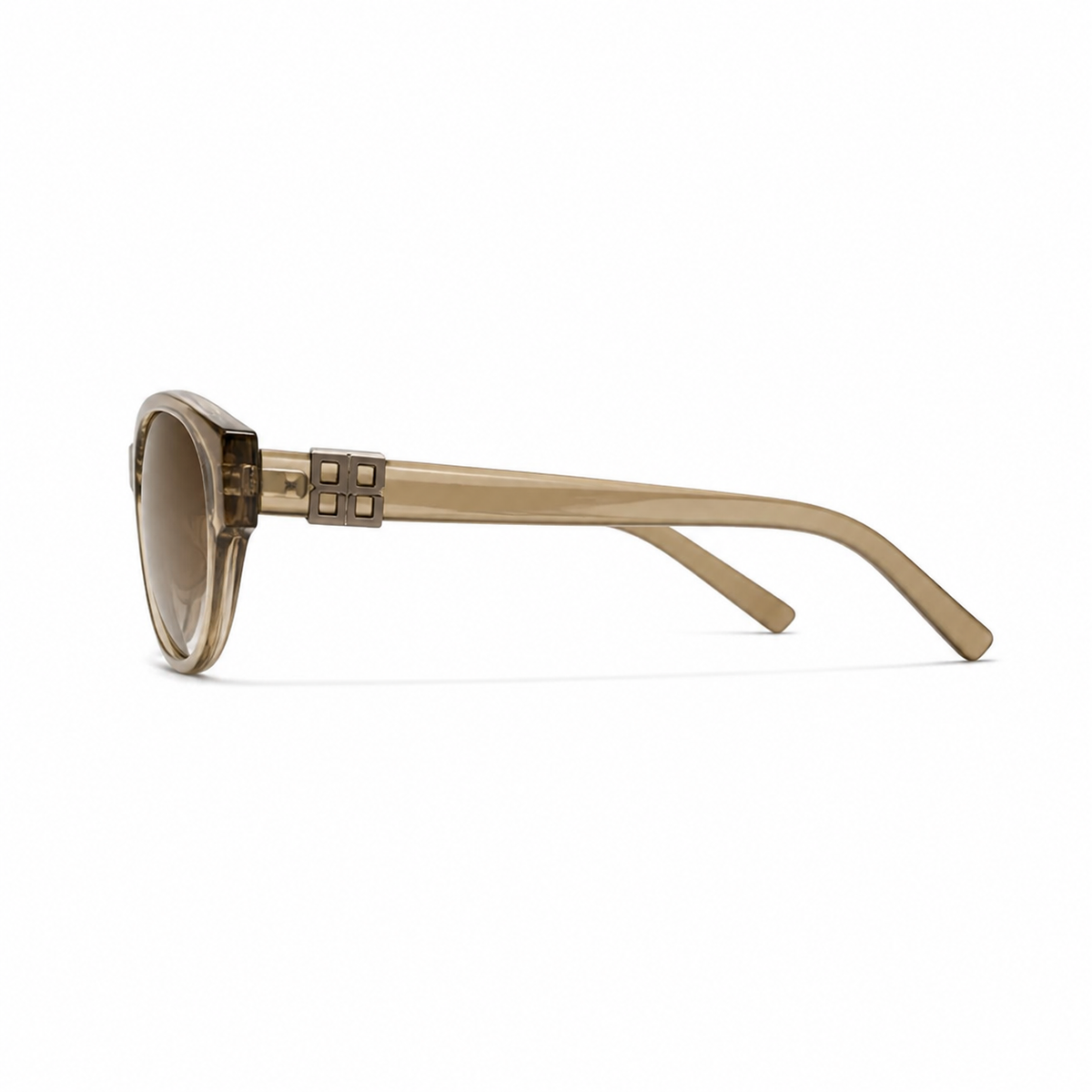 Women’s Brown full-rim cat-eye sunglasses, side-profile product view