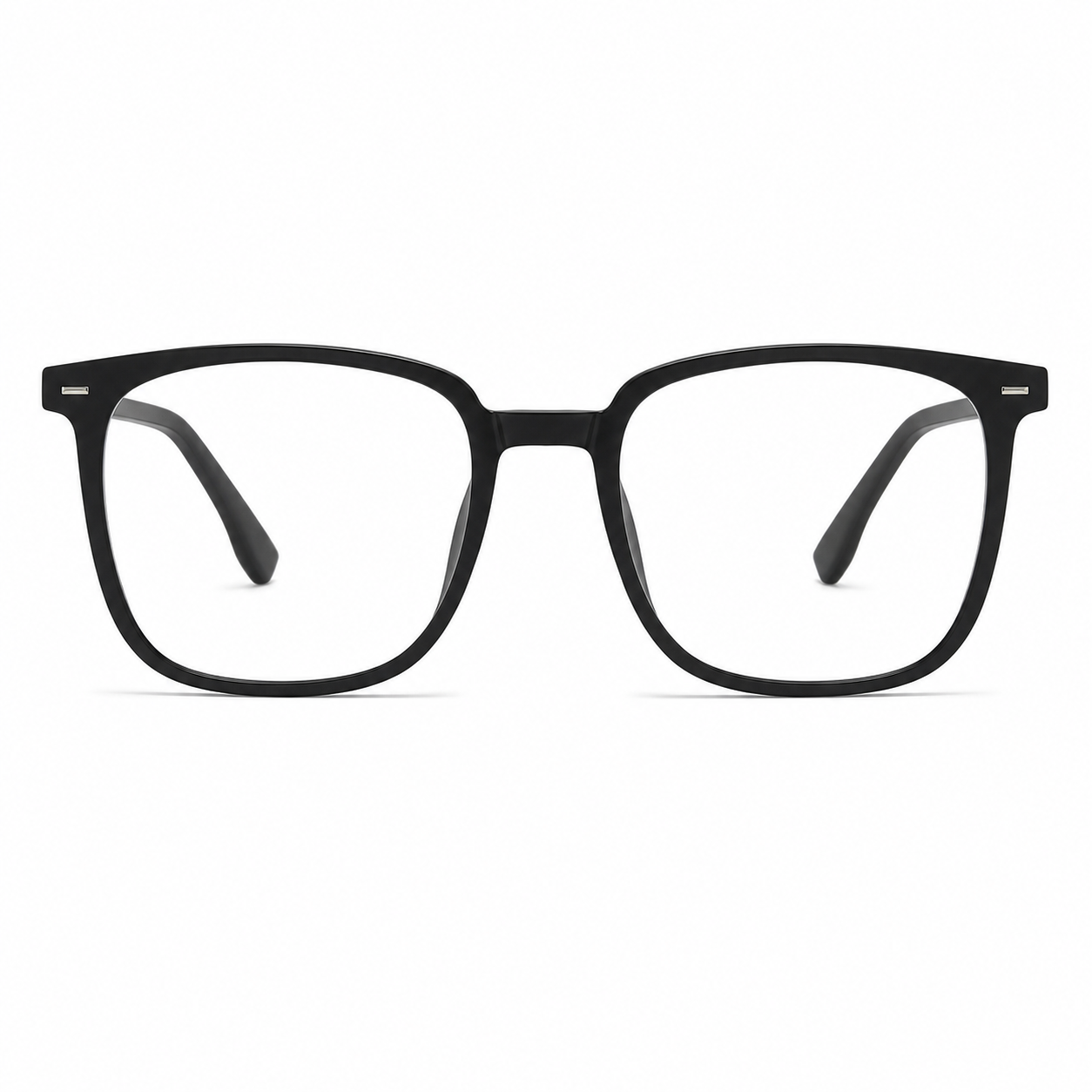 Matte Black TR90 ultra-light softly squared full-rim glasses, front product view