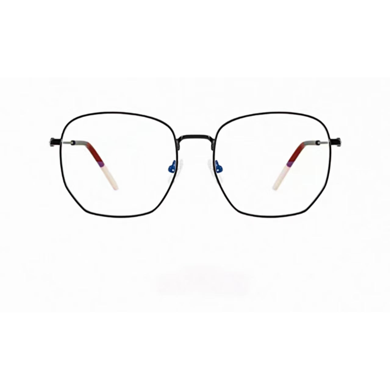 Black men's oversized titanium full-rim glasses, front product view