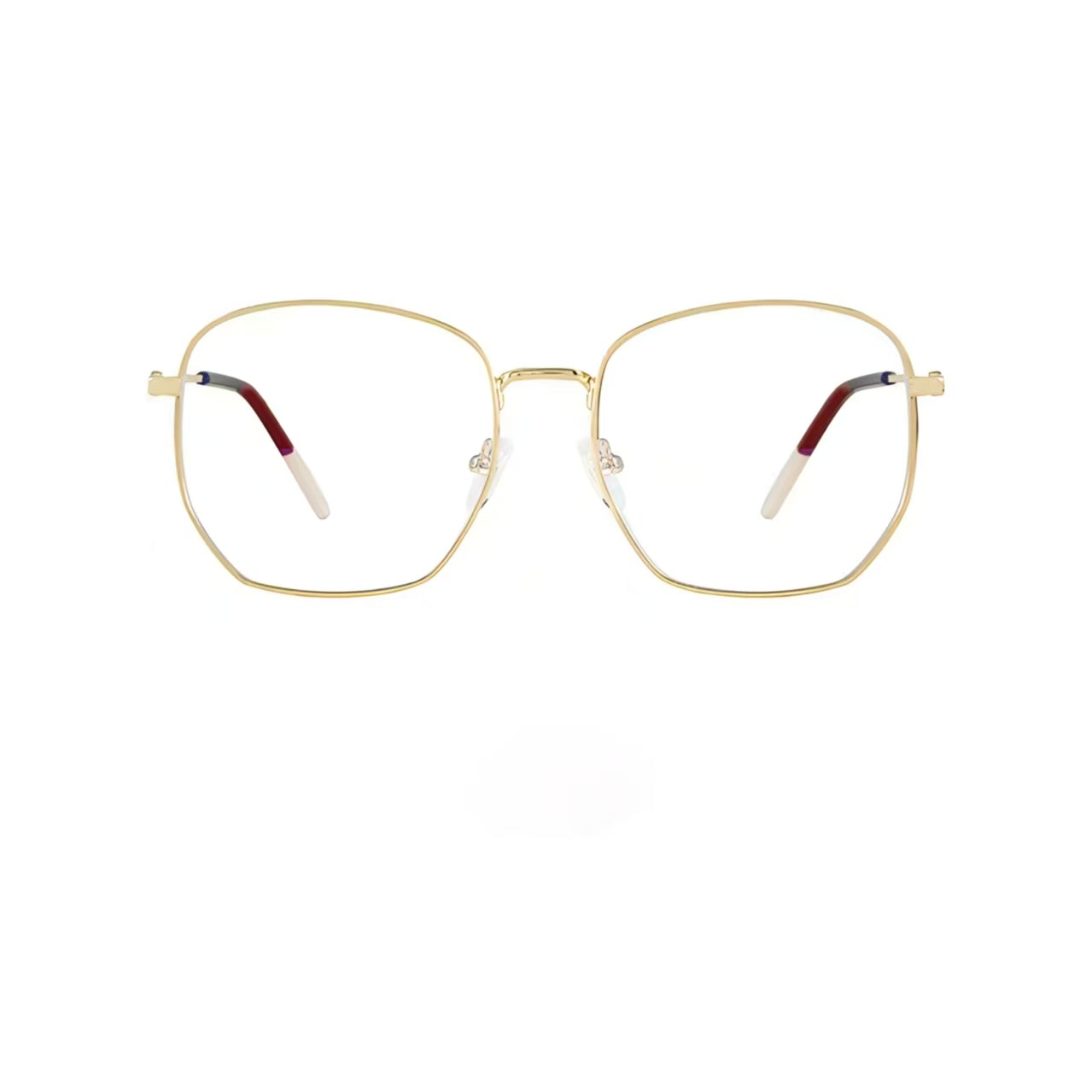 Gold men's oversized titanium full-rim glasses, front product view