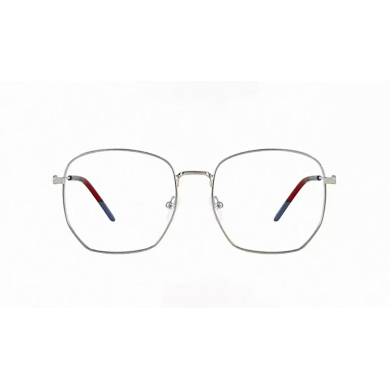 Silver men's oversized titanium full-rim glasses, front product view