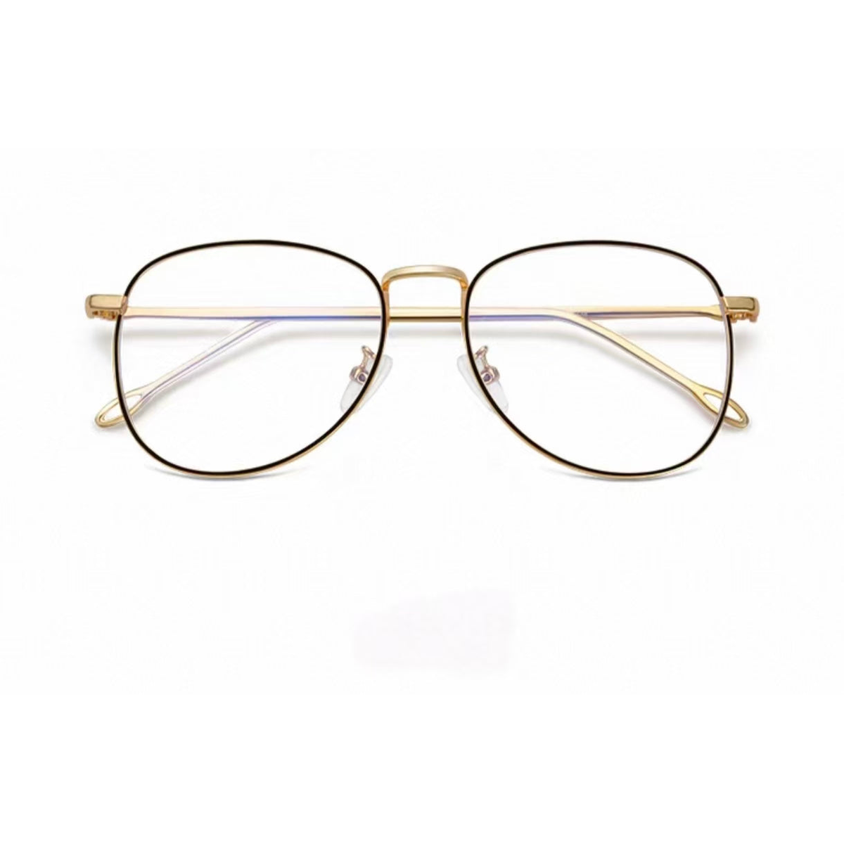 Black&Gold men's retro oversized alloy full-rim glasses, front product view