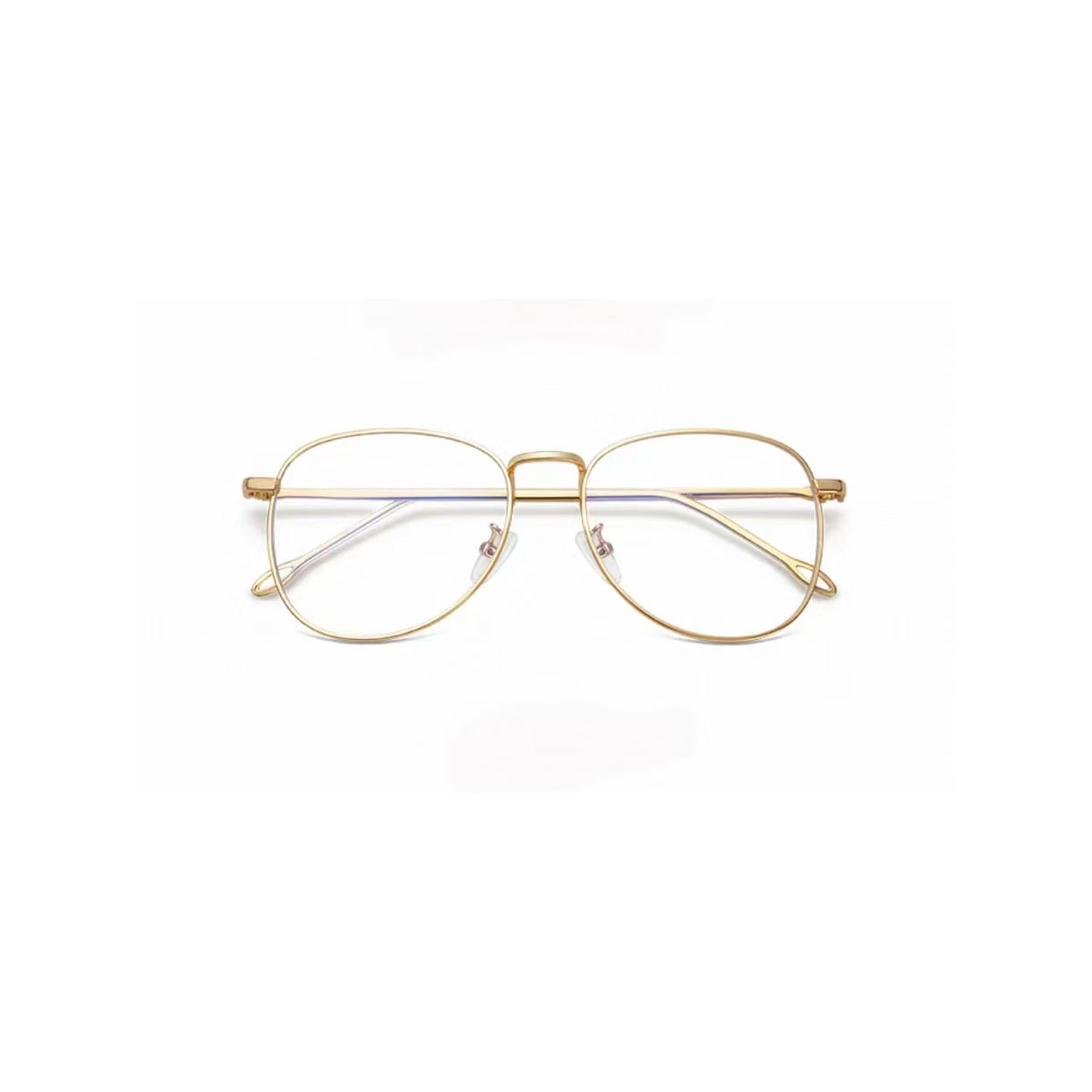 Gold men's retro oversized alloy full-rim glasses, front product view